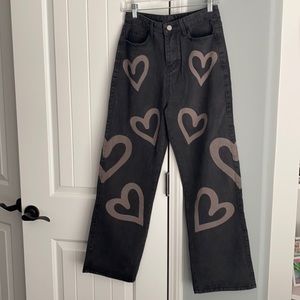 Medium dark jeans with hearts